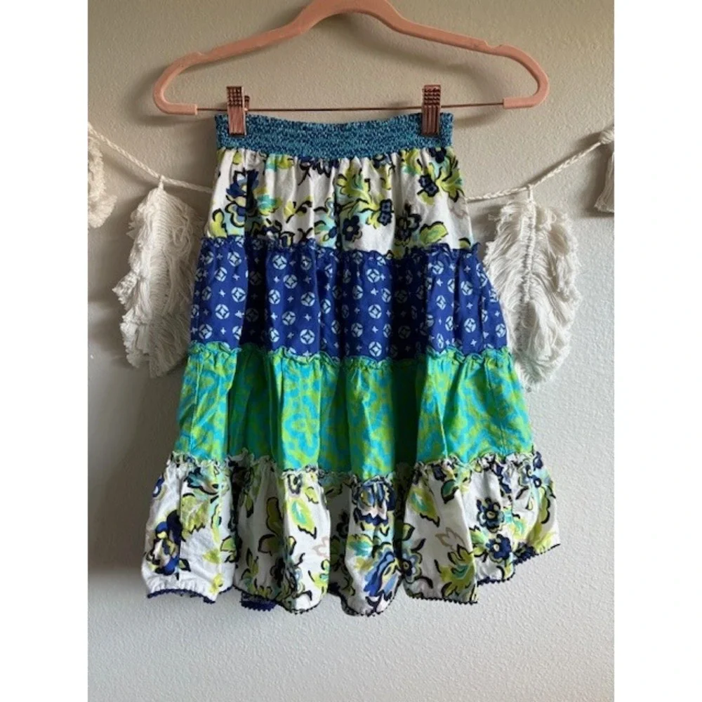 The Children's‎ Place Girls Size 8 Floral Tiered Skirt Colorful Cotton Smocked